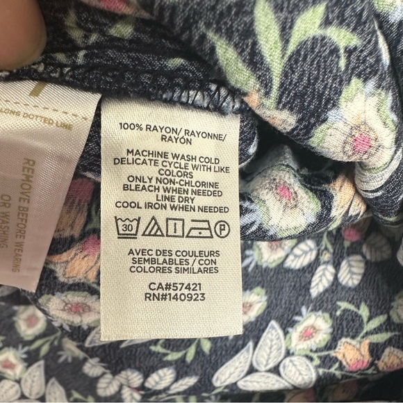 Loft Floral Navy hi low ruffle Skirt L - Picture 9 of 11